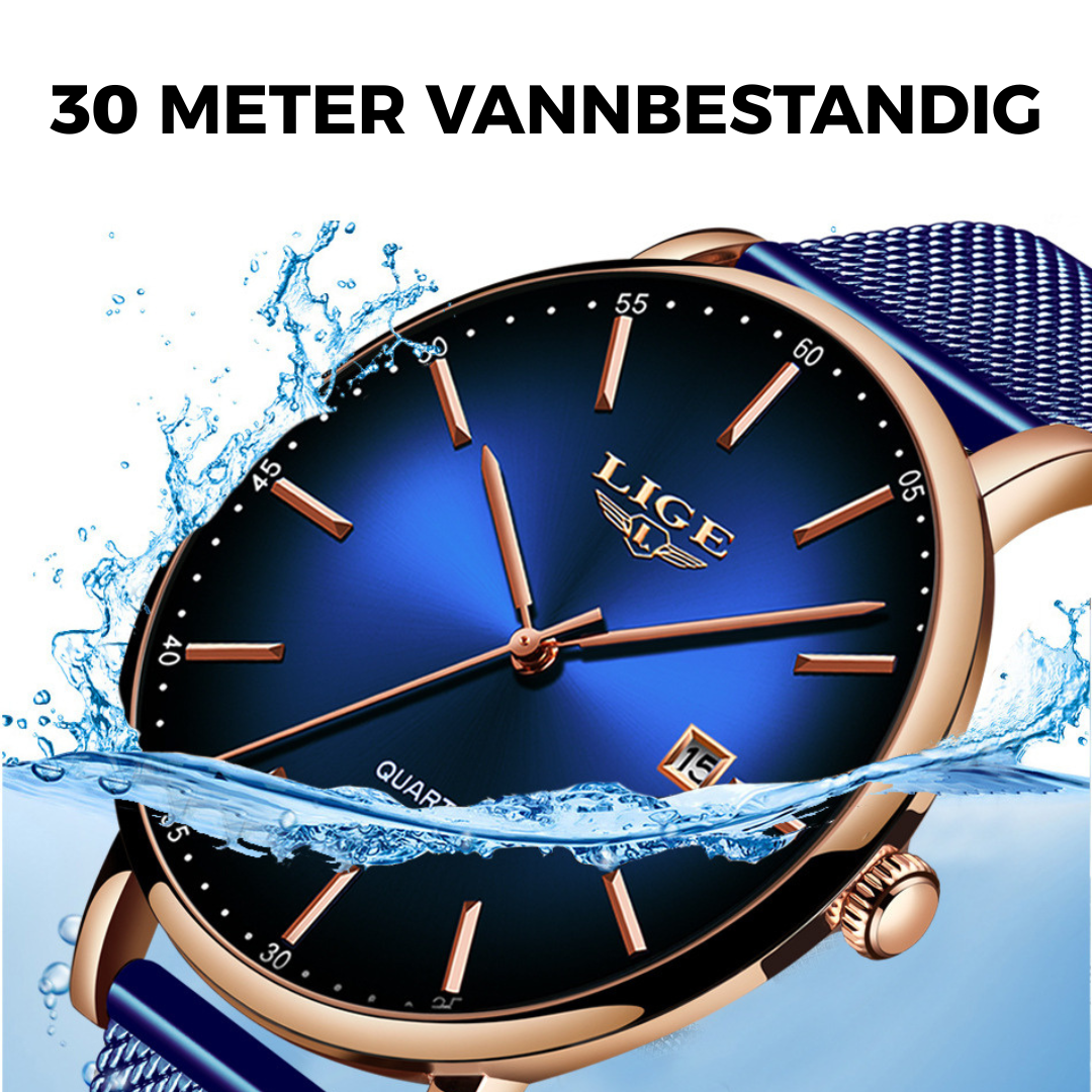 Herreklokke Lige Milano Colour - i mesh med kvartsurverk