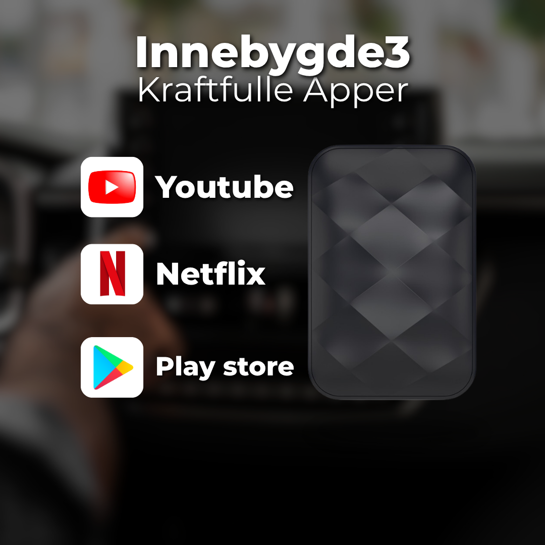Trådløs CarPlay/Android-bilboks med YouTube + Netflix